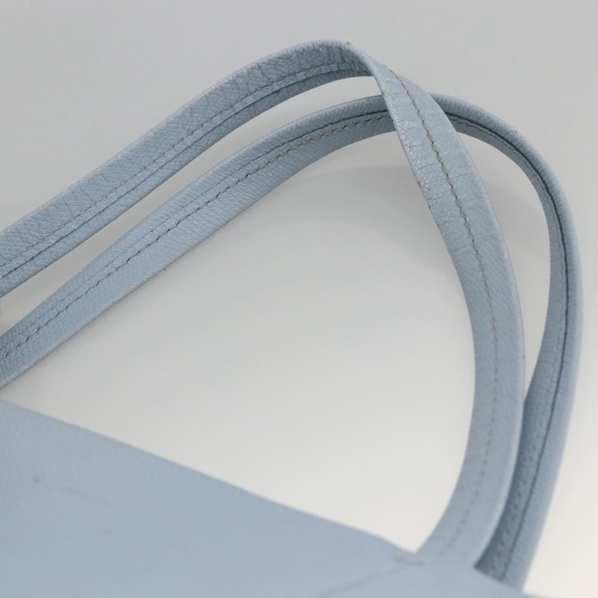 CELINE Horizontalkava Tote Bag Leather Light Blue Silver Auth BA10939