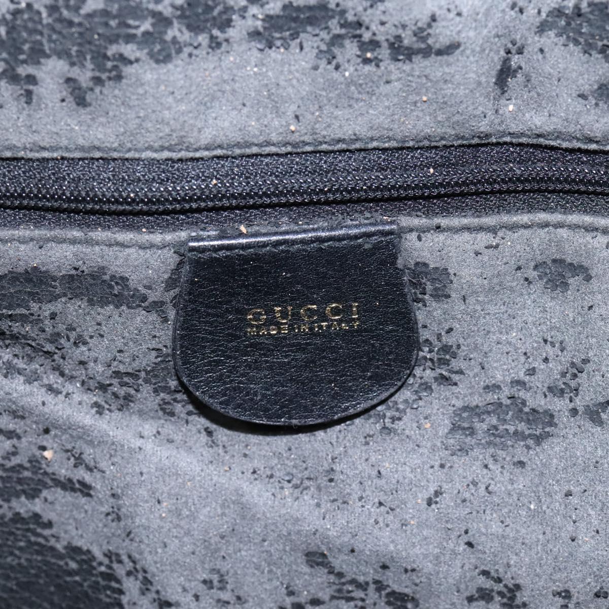 GUCCI Bamboo Hand Bag Leather 2way Black Gold 001 1781 1577 0 Auth BA1094