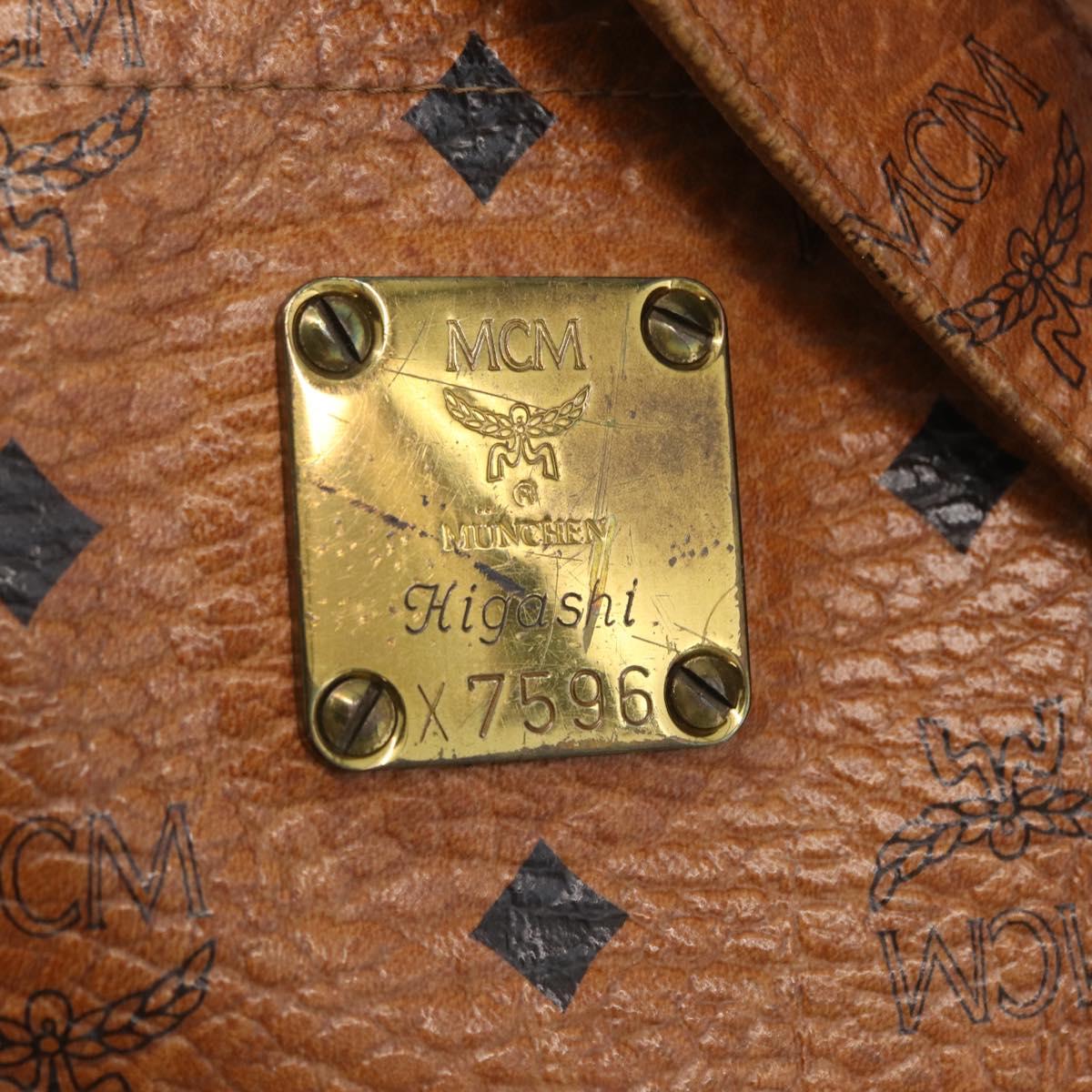 MCM Logogram Vicetos Tote Bag PVC Brown Gold Auth BA10940