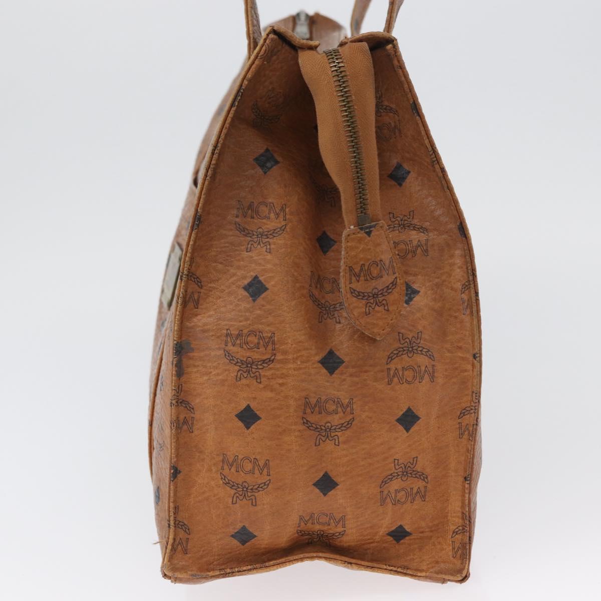 MCM Logogram Vicetos Tote Bag PVC Brown Gold Auth BA10940