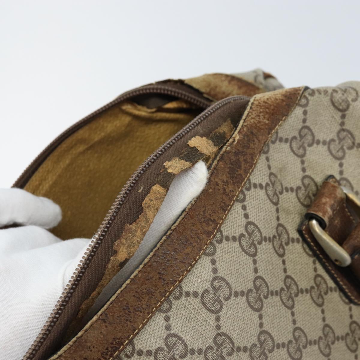 GUCCI GG Supreme Hand Bag PVC Beige Gold Auth BA10941