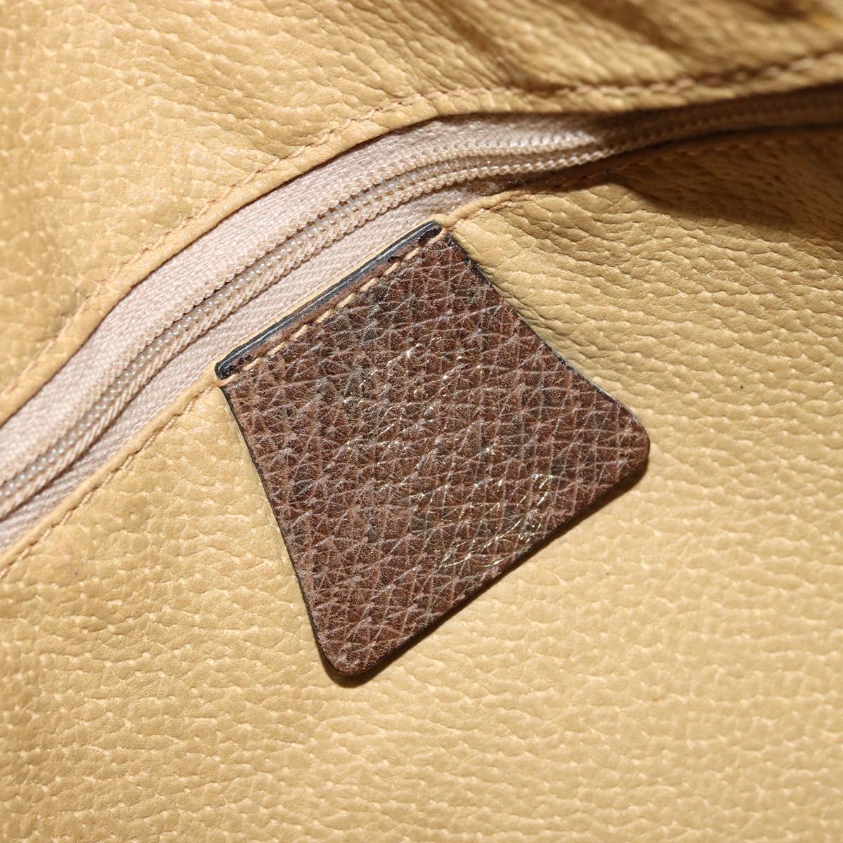 GUCCI GG Supreme Hand Bag PVC Beige Gold Auth BA10941