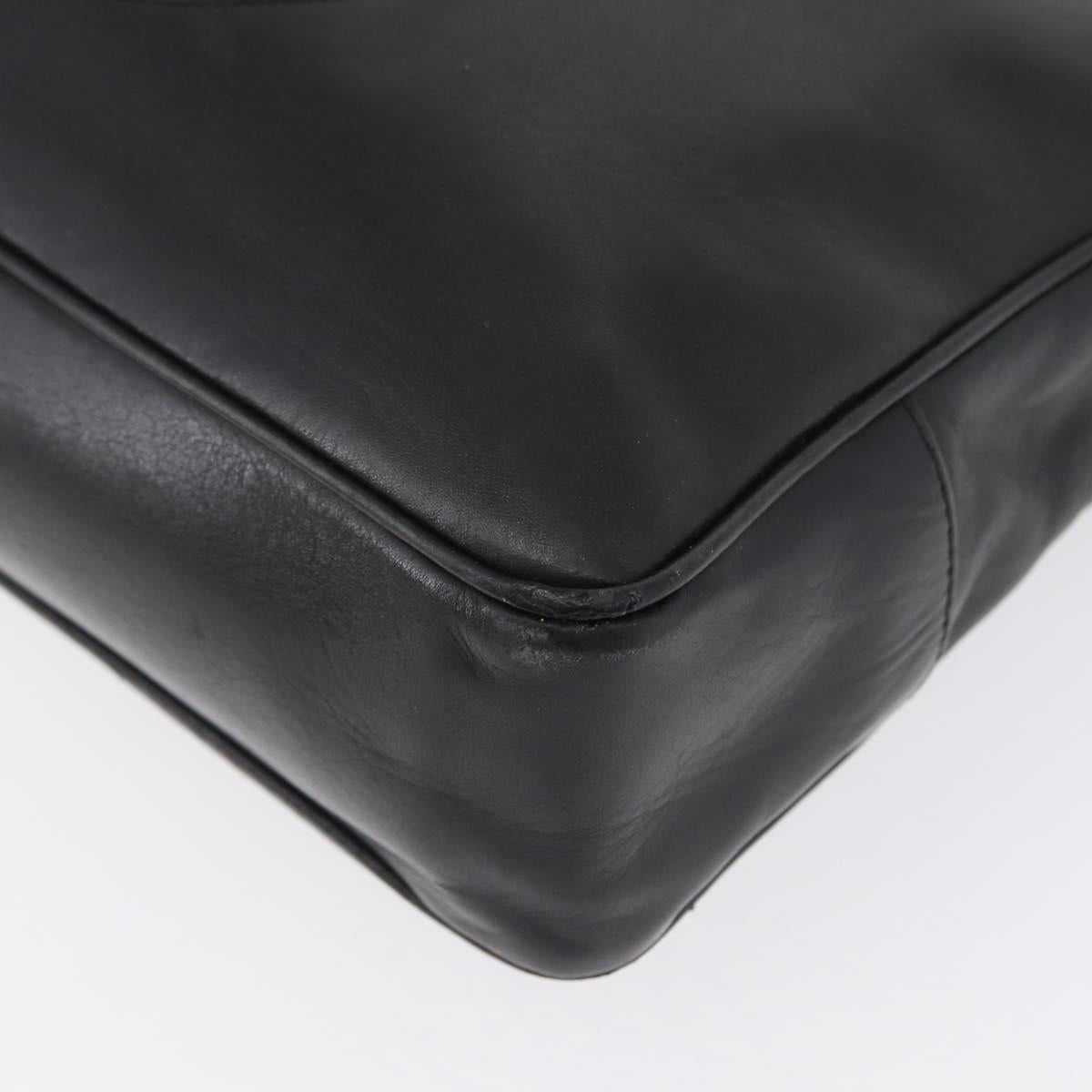 CHANEL Tote Bag Leather Black Gold CC Auth BA10944