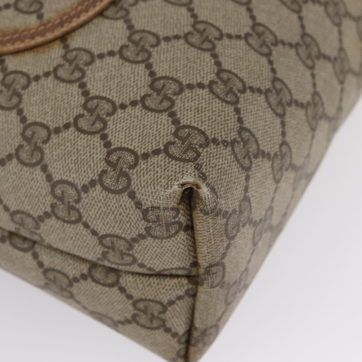 GUCCI GG Supreme Web Sherry Line Tote Bag PVC Beige 89 02 003 Auth BA10945