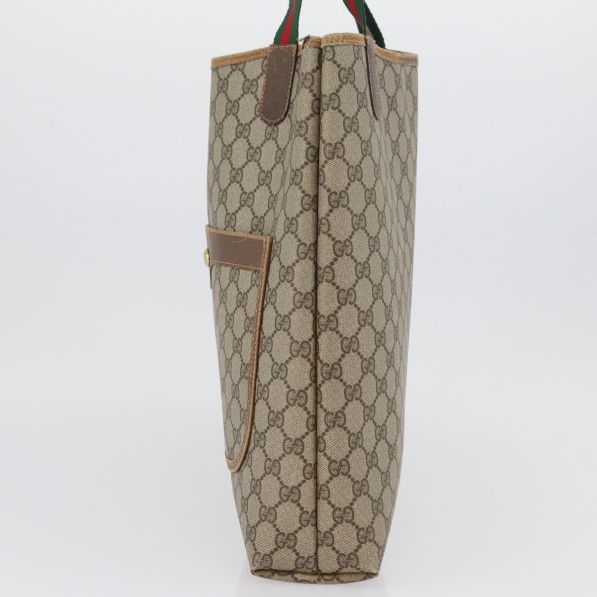 GUCCI GG Supreme Web Sherry Line Tote Bag PVC Beige 89 02 003 Auth BA10945