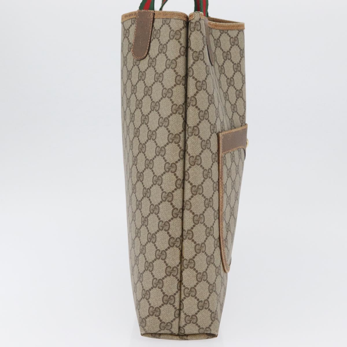 GUCCI GG Supreme Web Sherry Line Tote Bag PVC Beige 89 02 003 Auth BA10945