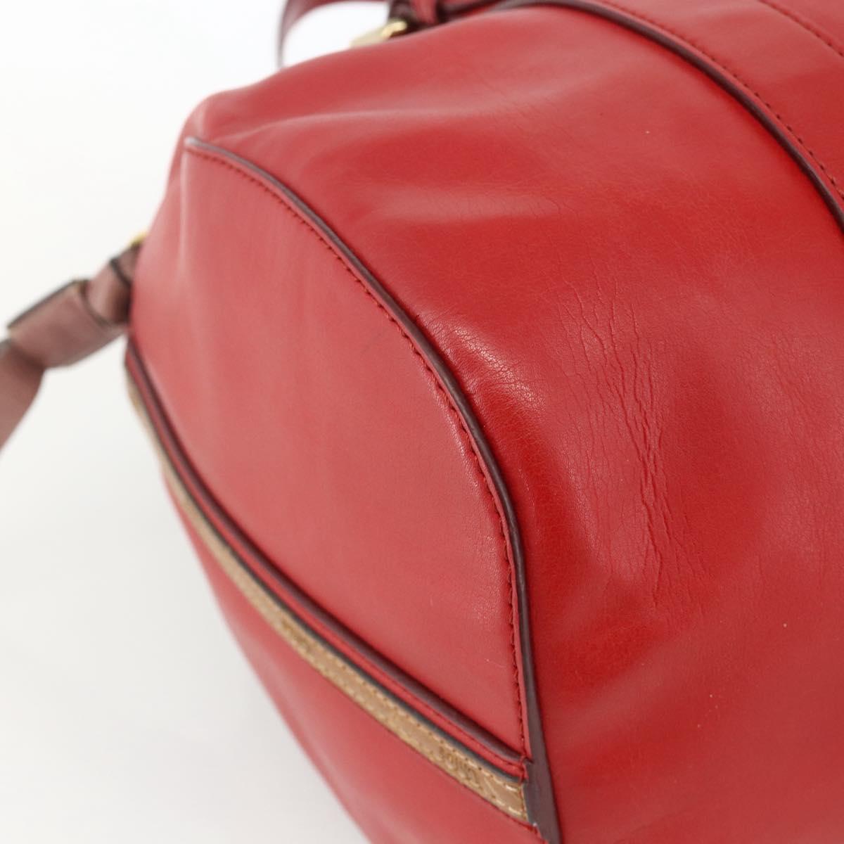Chloe Tote Bag Leather 2way Red Gold Auth BA10946A