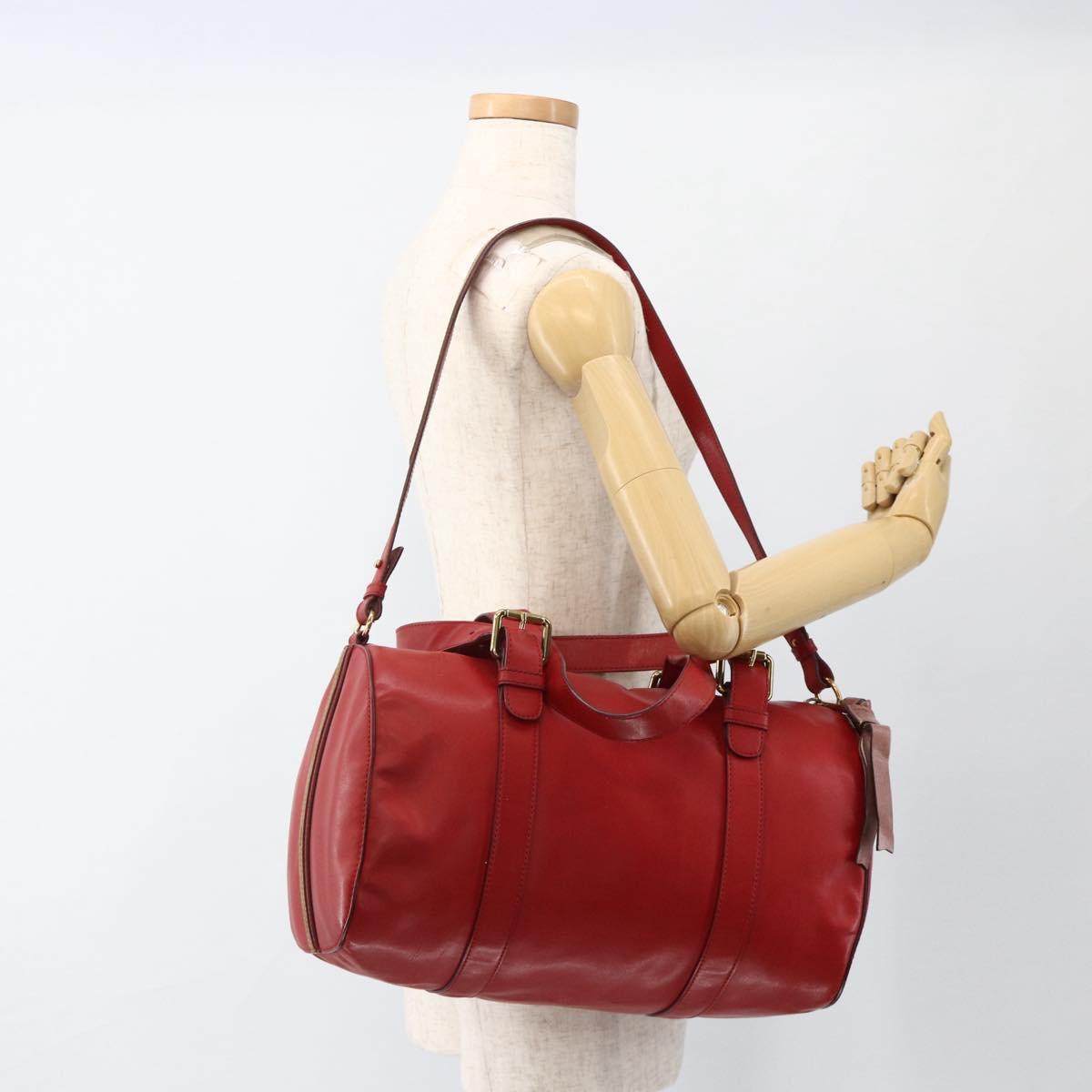 Chloe Tote Bag Leather 2way Red Gold Auth BA10946A