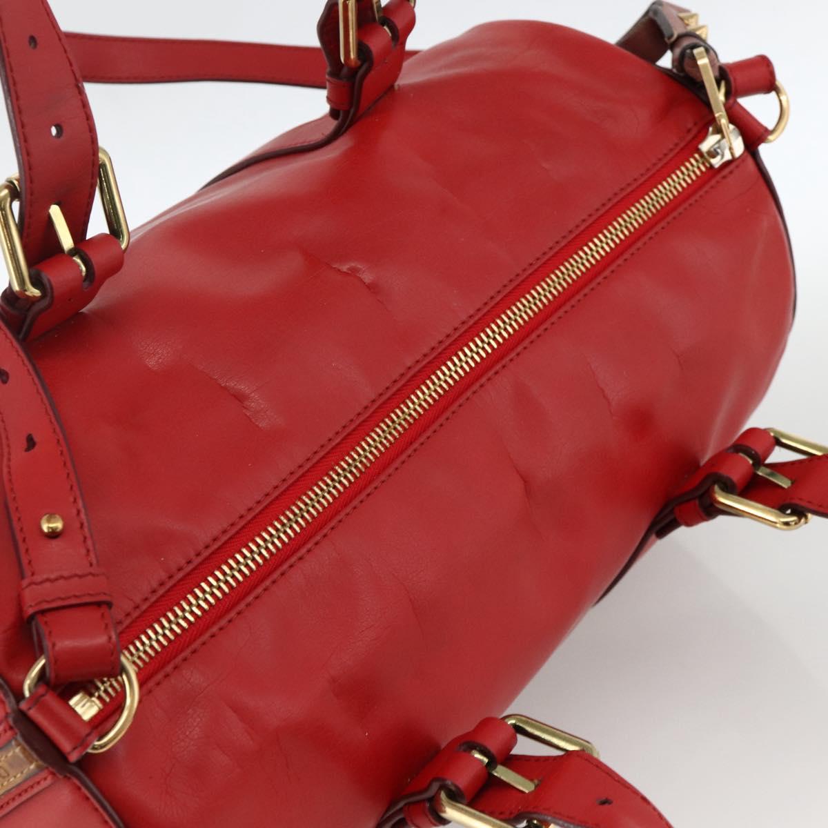 Chloe Tote Bag Leather 2way Red Gold Auth BA10946A