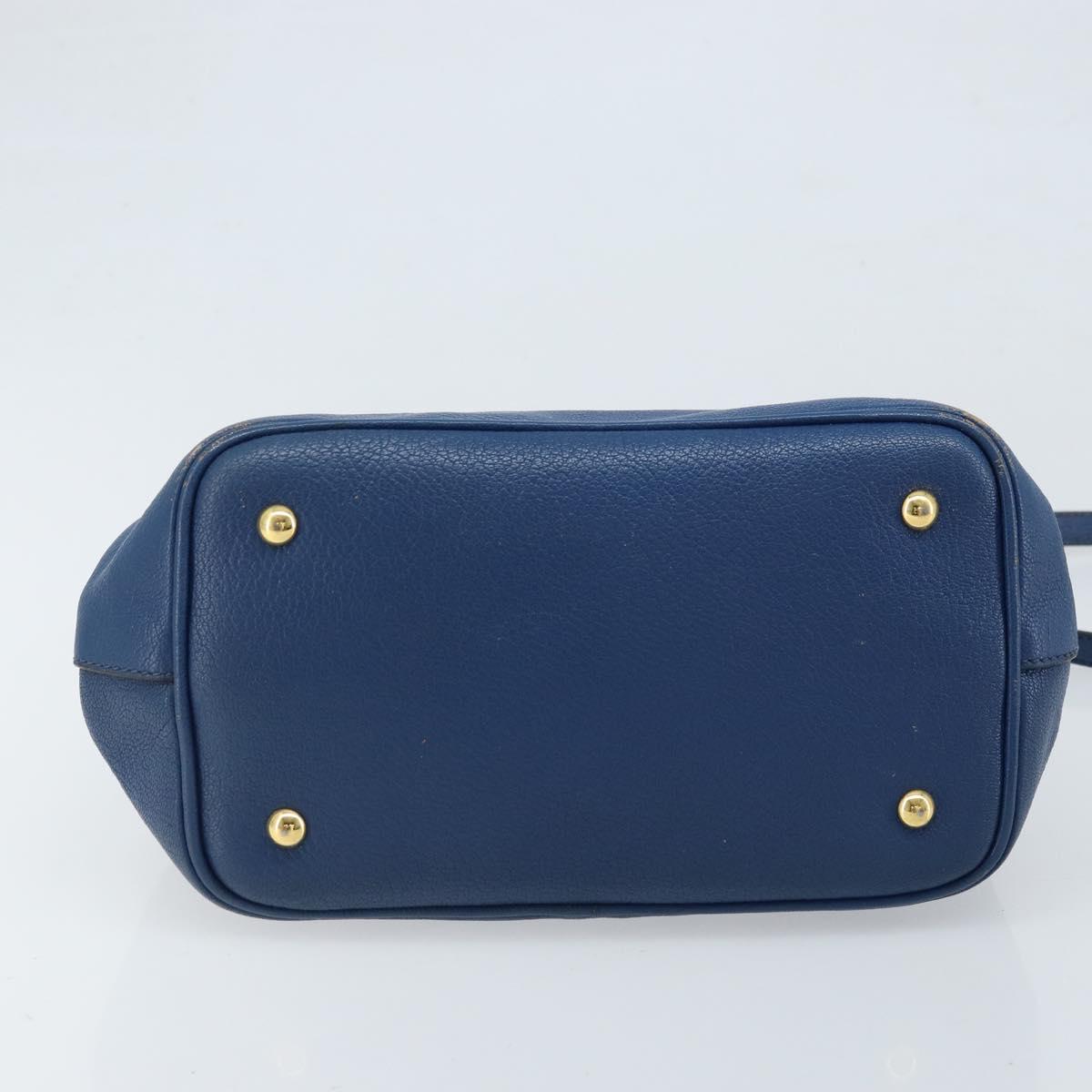 Miu Miu Hand Bag Leather 2way Blue Gold Auth BA10954A