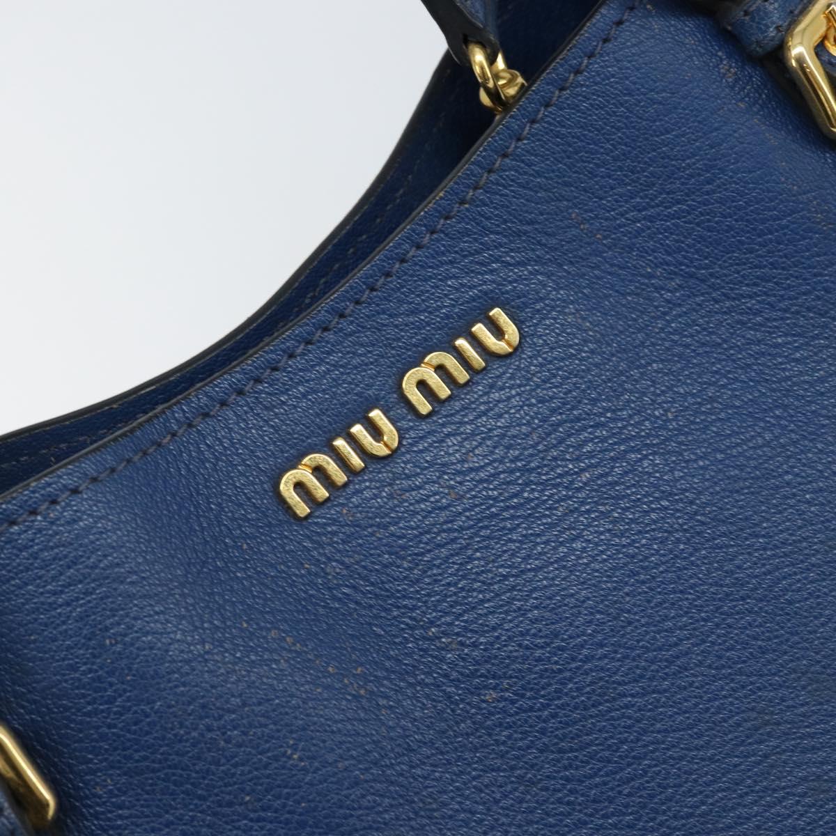 Miu Miu Hand Bag Leather 2way Blue Gold Auth BA10954A