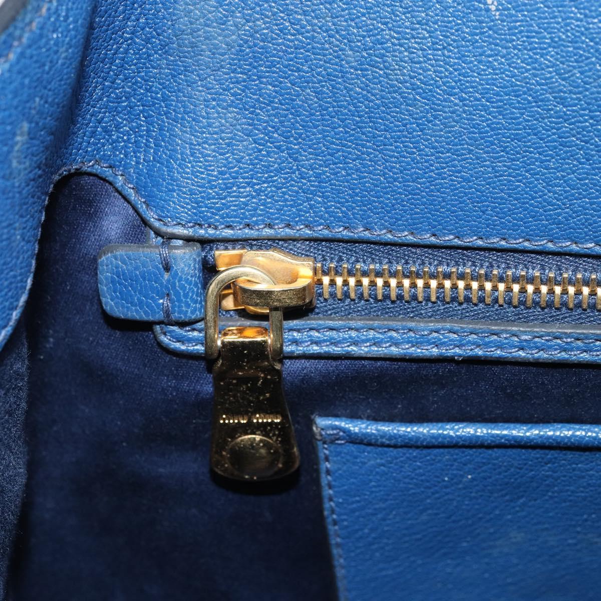 Miu Miu Hand Bag Leather 2way Blue Gold Auth BA10954A