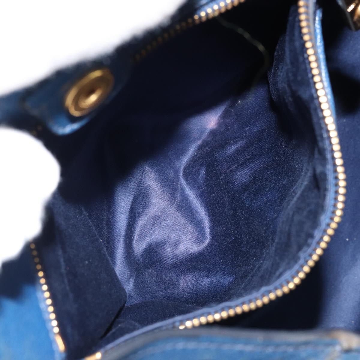 Miu Miu Hand Bag Leather 2way Blue Gold Auth BA10954A