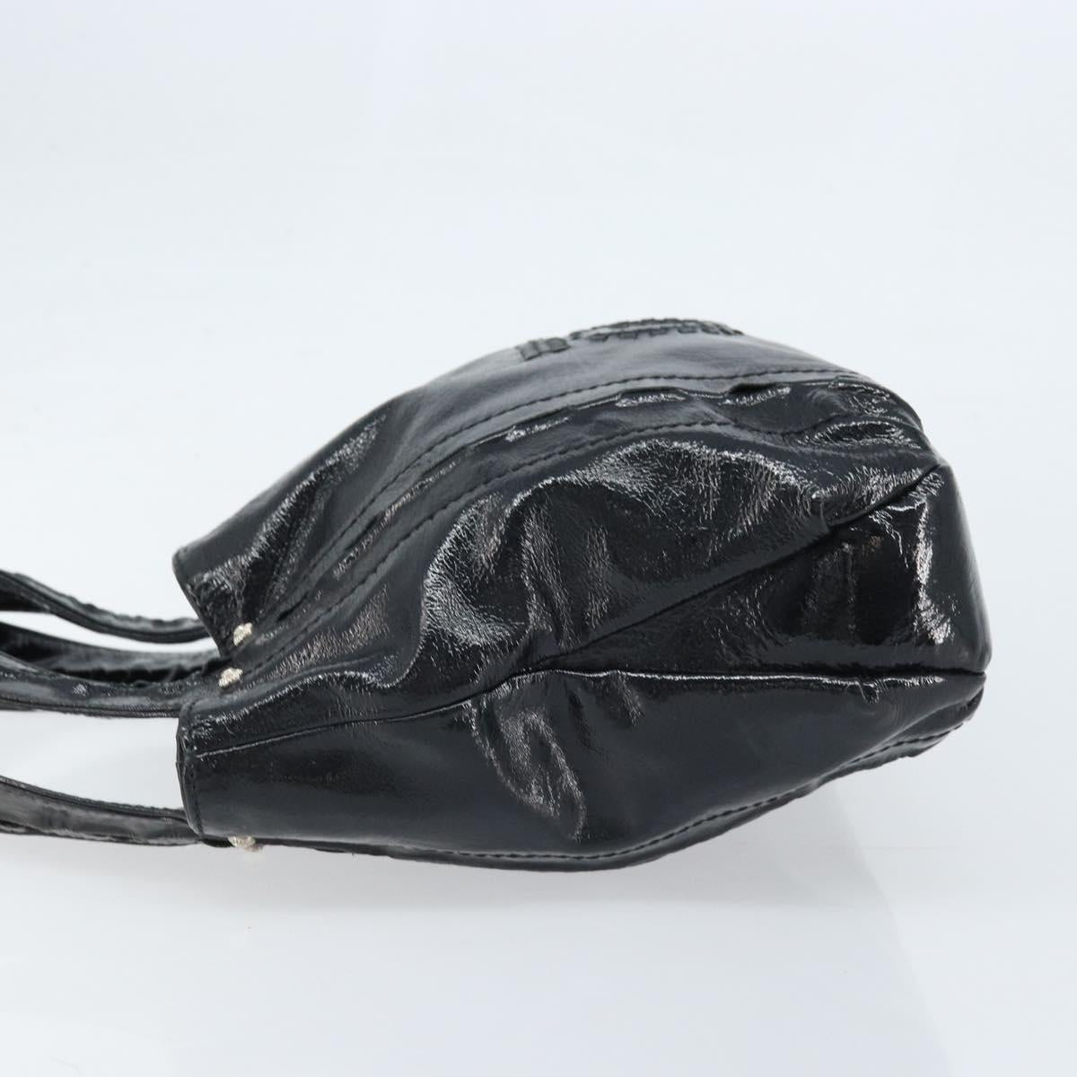 Salvatore Ferragamo Gancini Hand Bag Leather Black Silver Auth BA10955