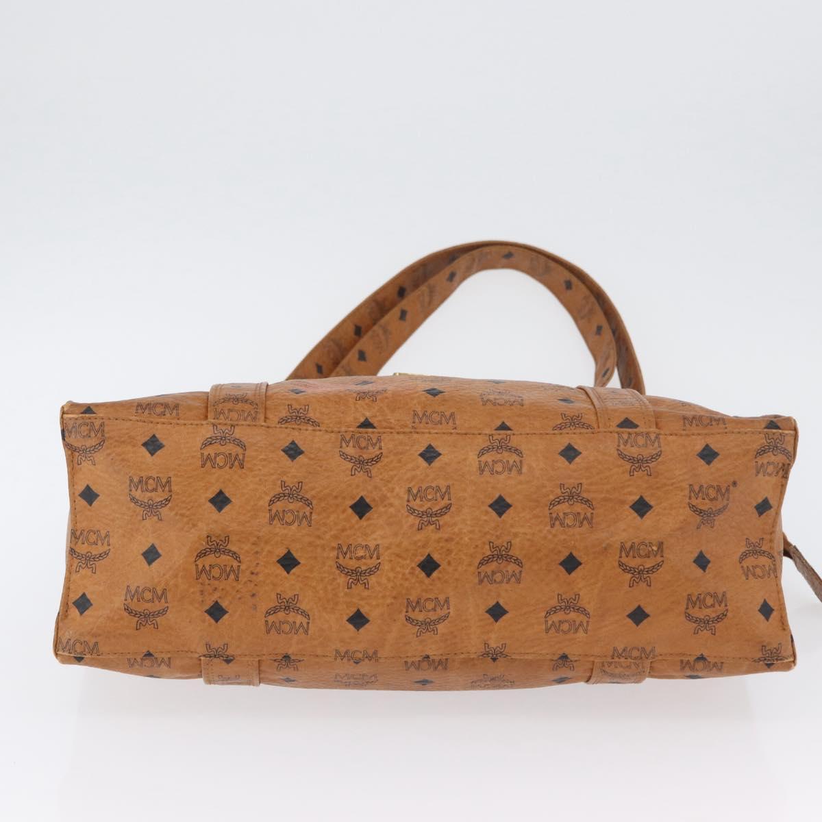 MCM Logogram Vicetos Tote Bag PVC Brown Gold Auth BA10957