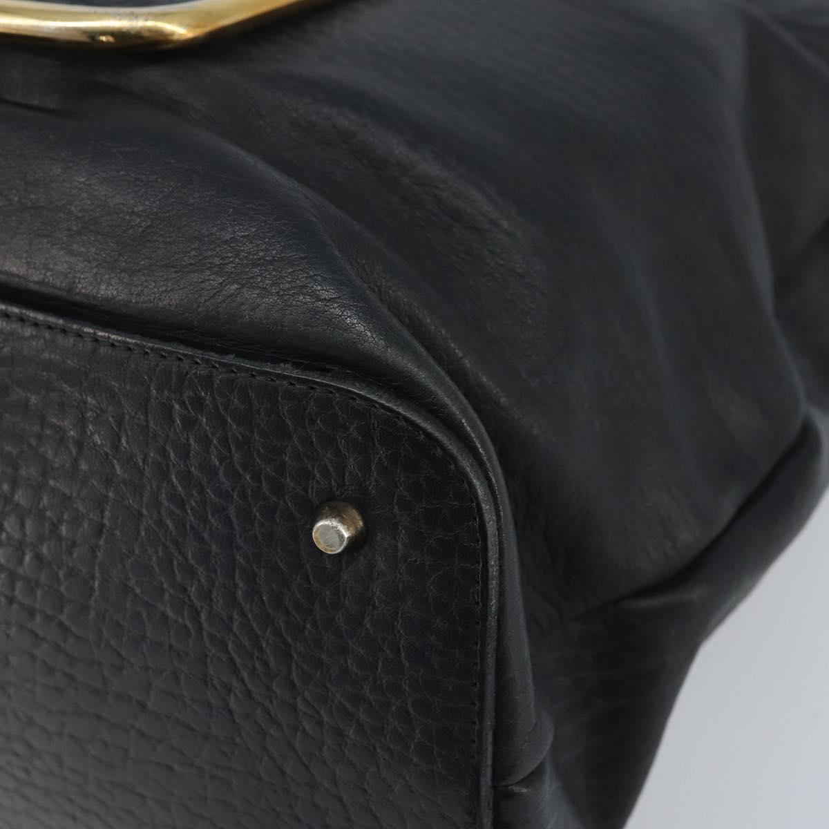 Chloe Sally Tote Bag Leather Black Gold Auth BA10963