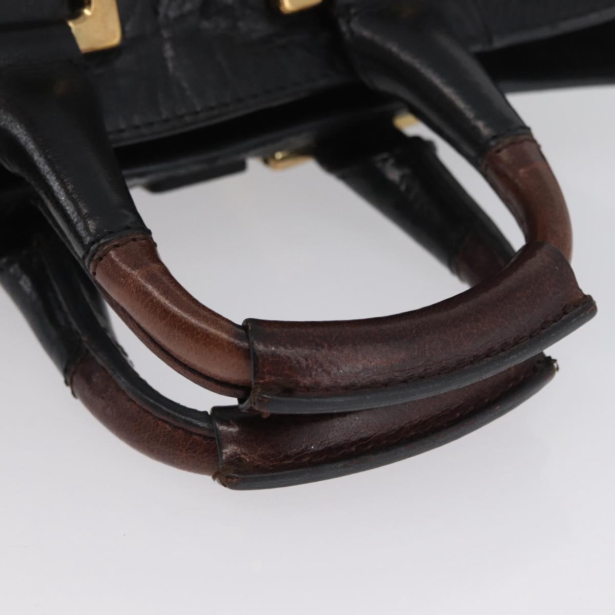 Chloe Etel Hand Bag Leather 2way Black Gold Auth BA10965