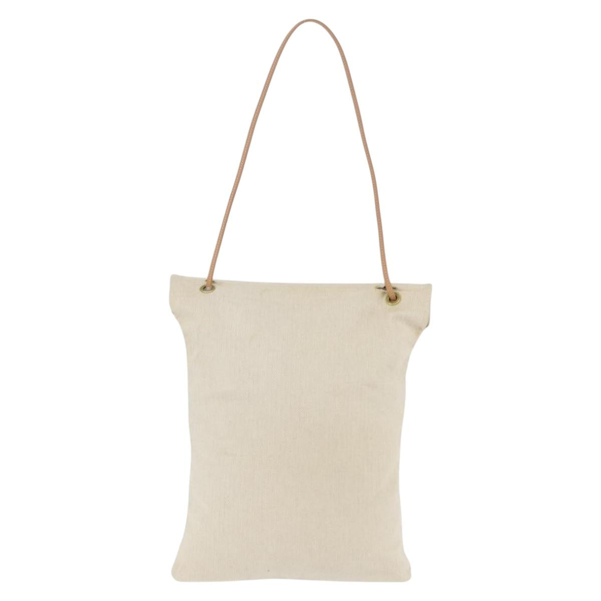 HERMES Aline PM Shoulder Bag Canvas Beige Gold Auth BA10967