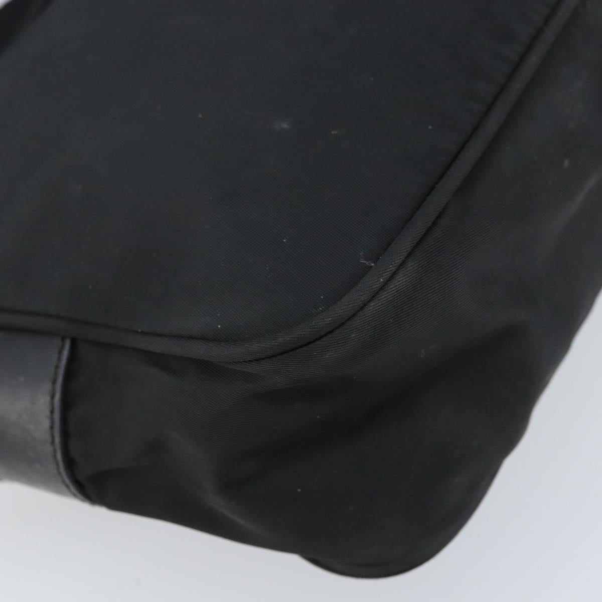 PRADA Shoulder Bag Nylon Black Silver Auth BA10971