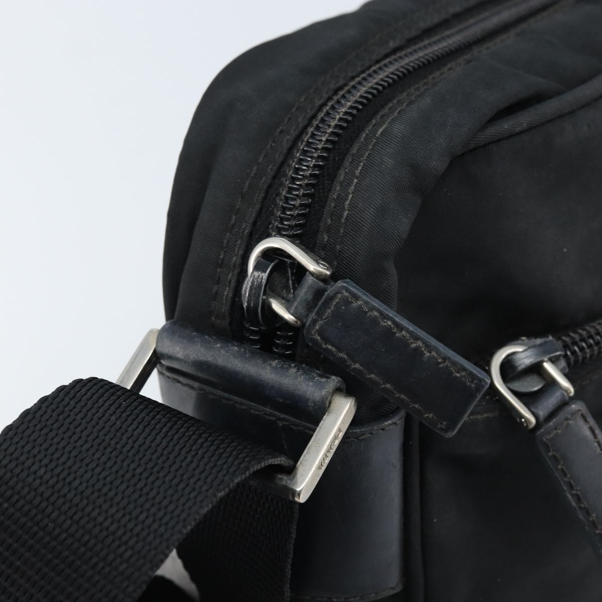 PRADA Shoulder Bag Nylon Black Silver Auth BA10971