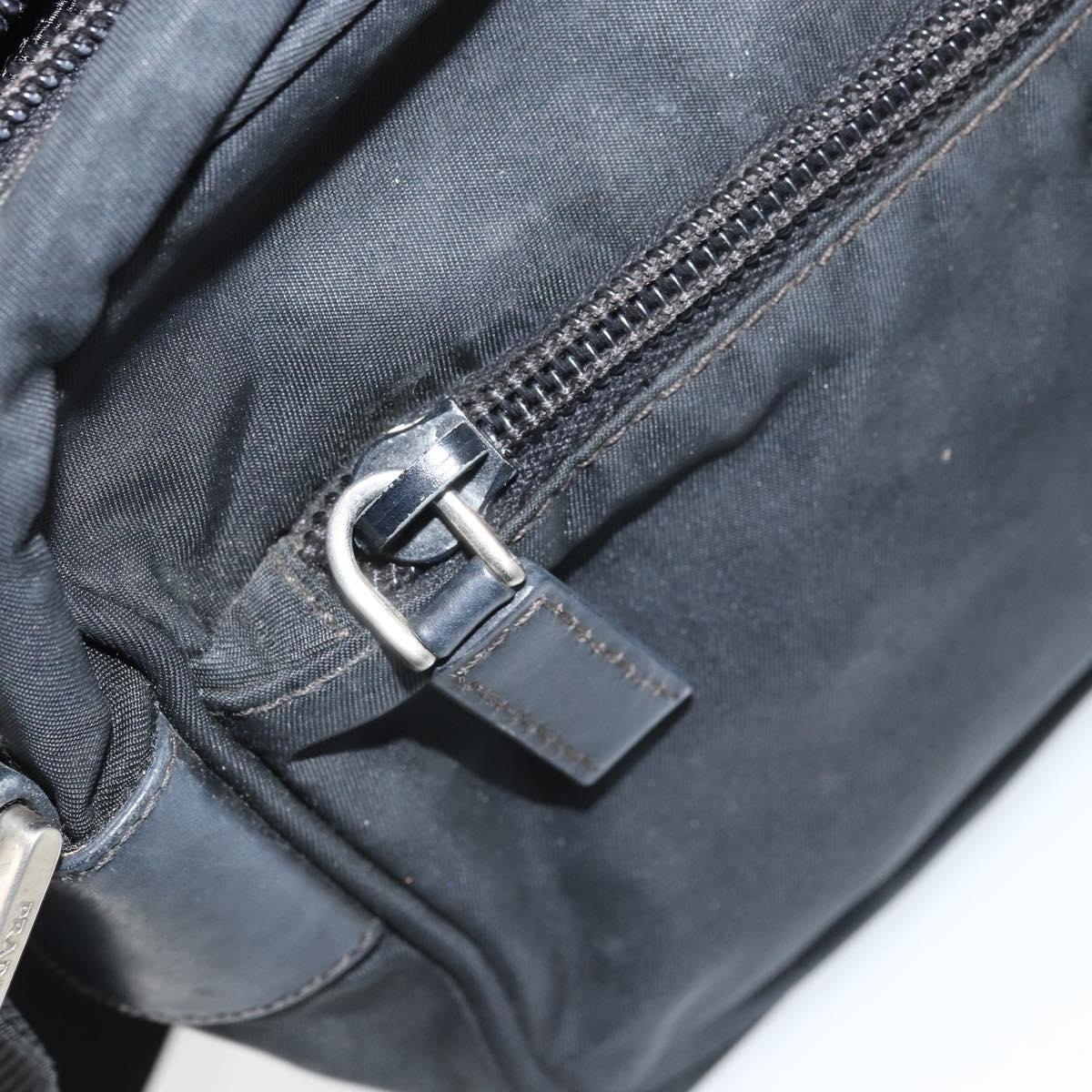 PRADA Shoulder Bag Nylon Black Silver Auth BA10971