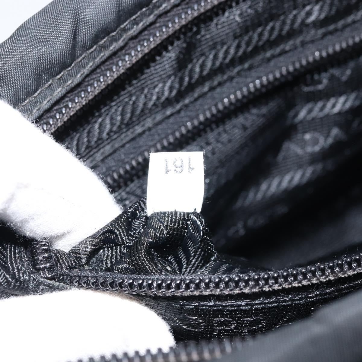 PRADA Shoulder Bag Nylon Black Silver Auth BA10971