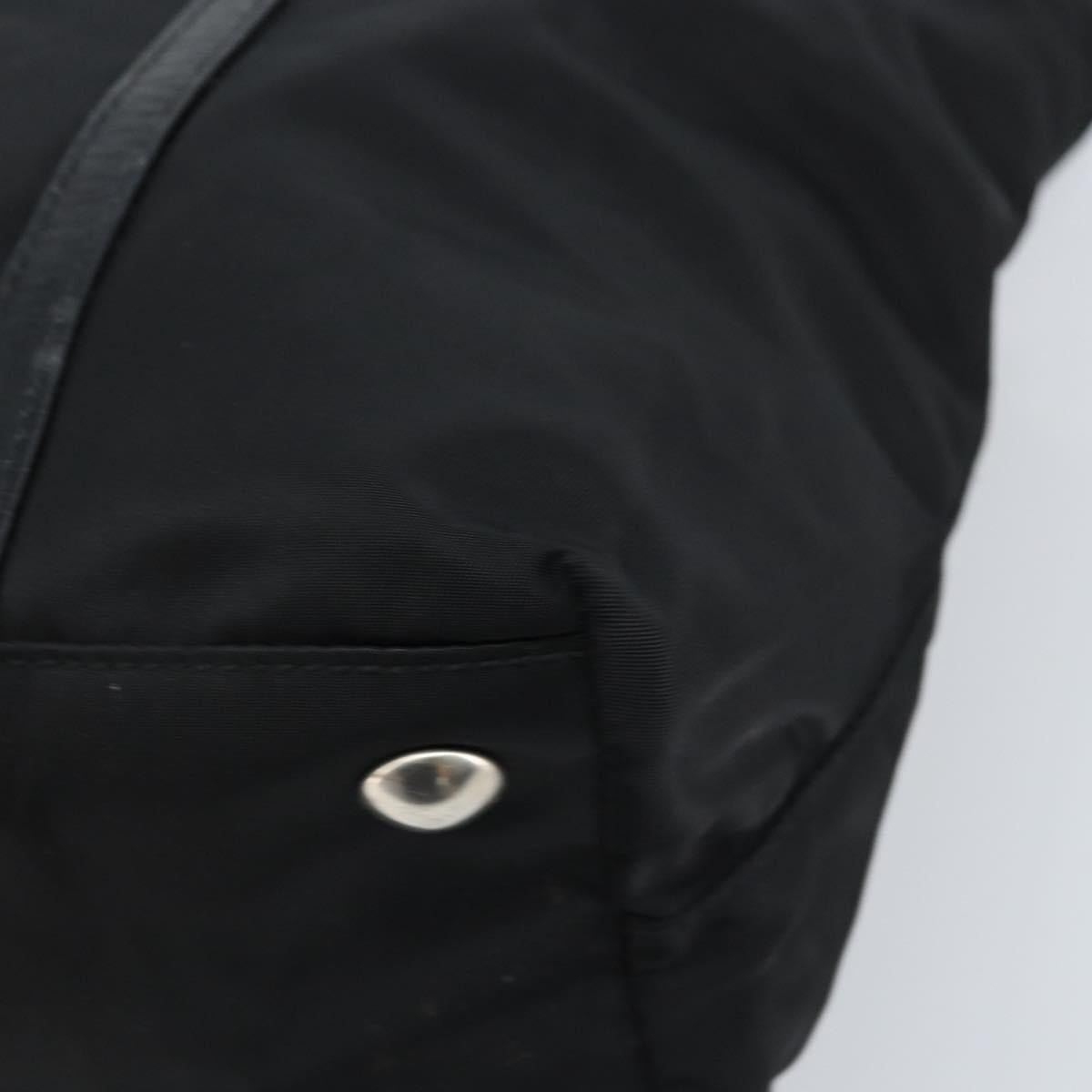 PRADA Tote Bag Nylon Black Silver Auth BA10973