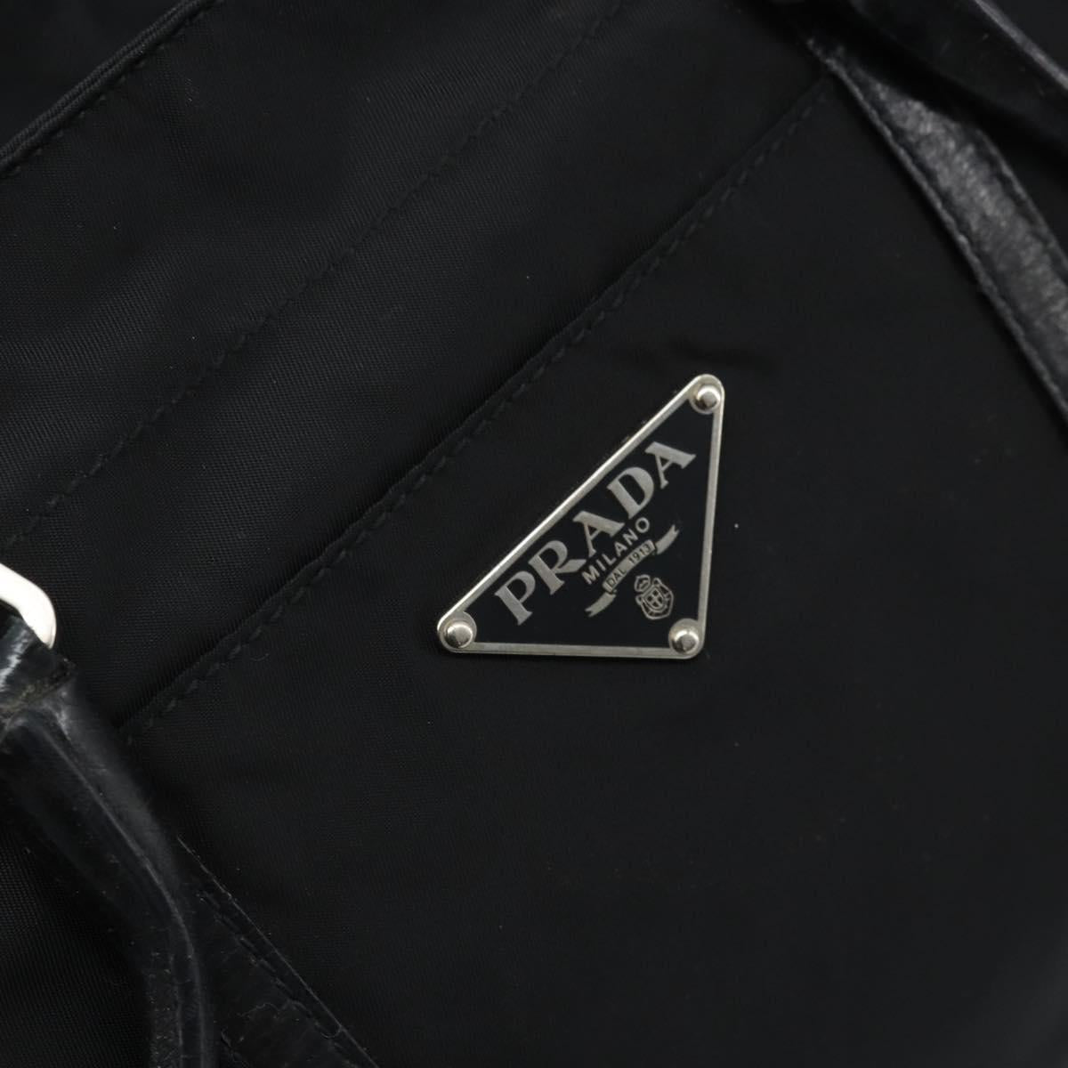 PRADA Tote Bag Nylon Black Silver Auth BA10973