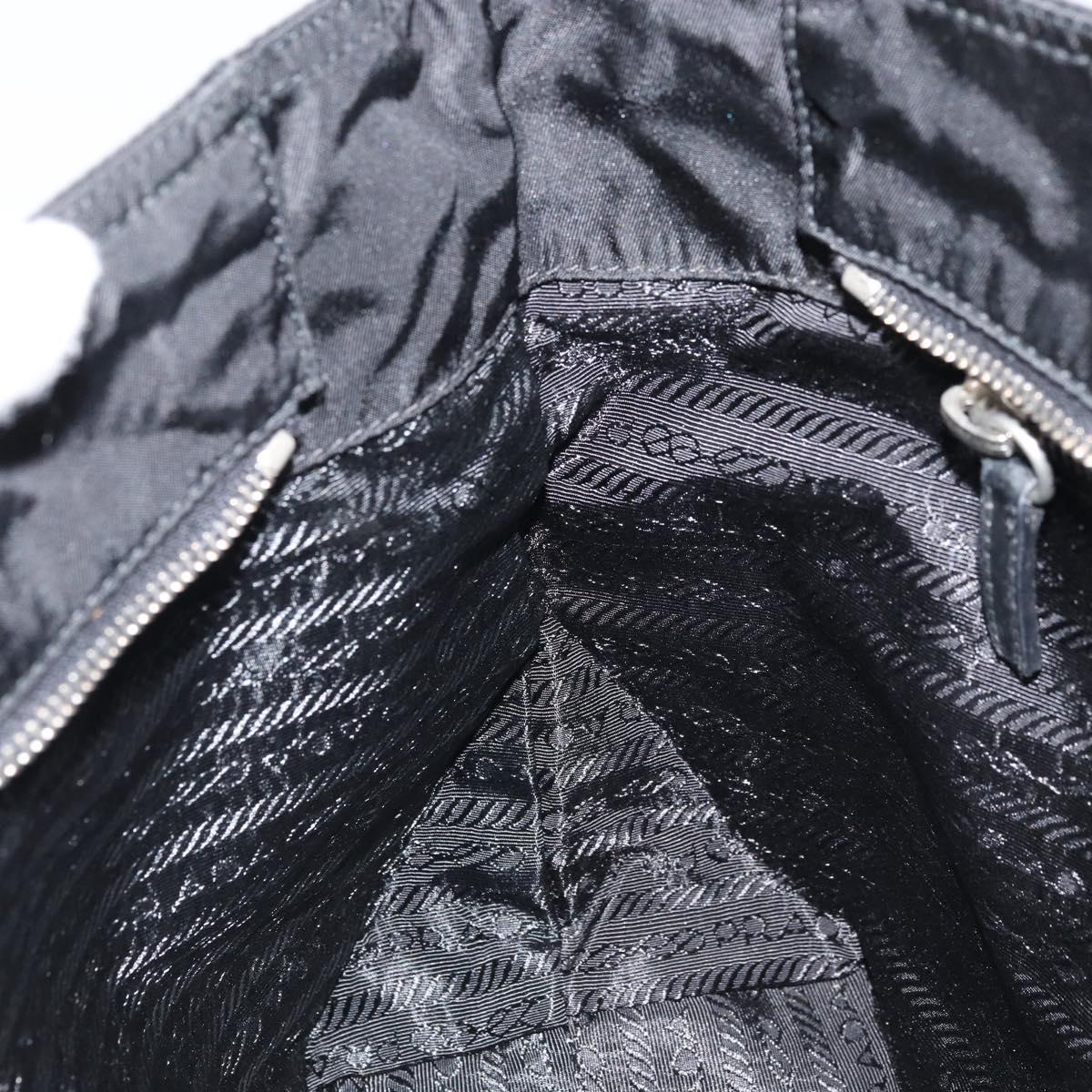 PRADA Tote Bag Nylon Black Silver Auth BA10973
