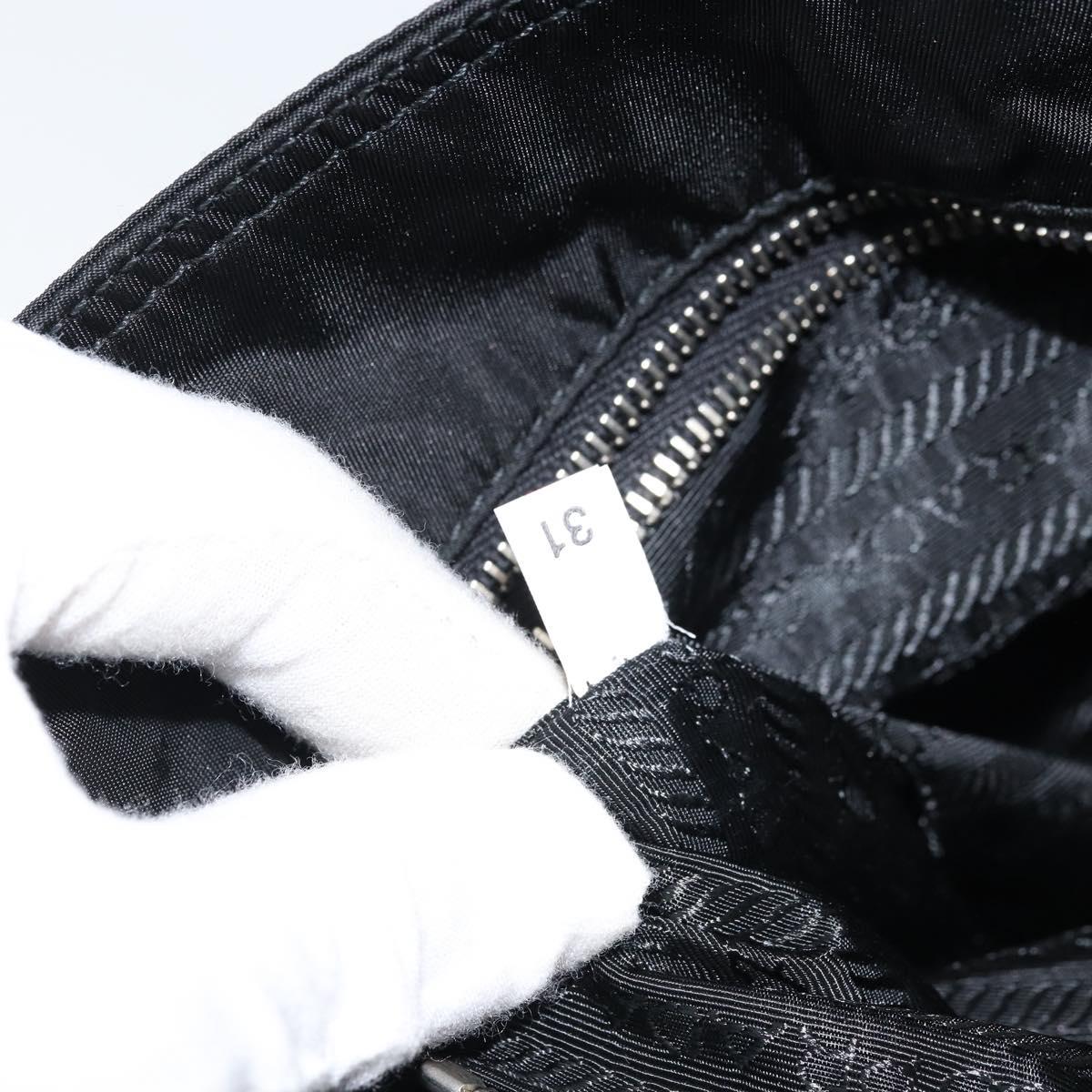 PRADA Tote Bag Nylon Black Silver Auth BA10973