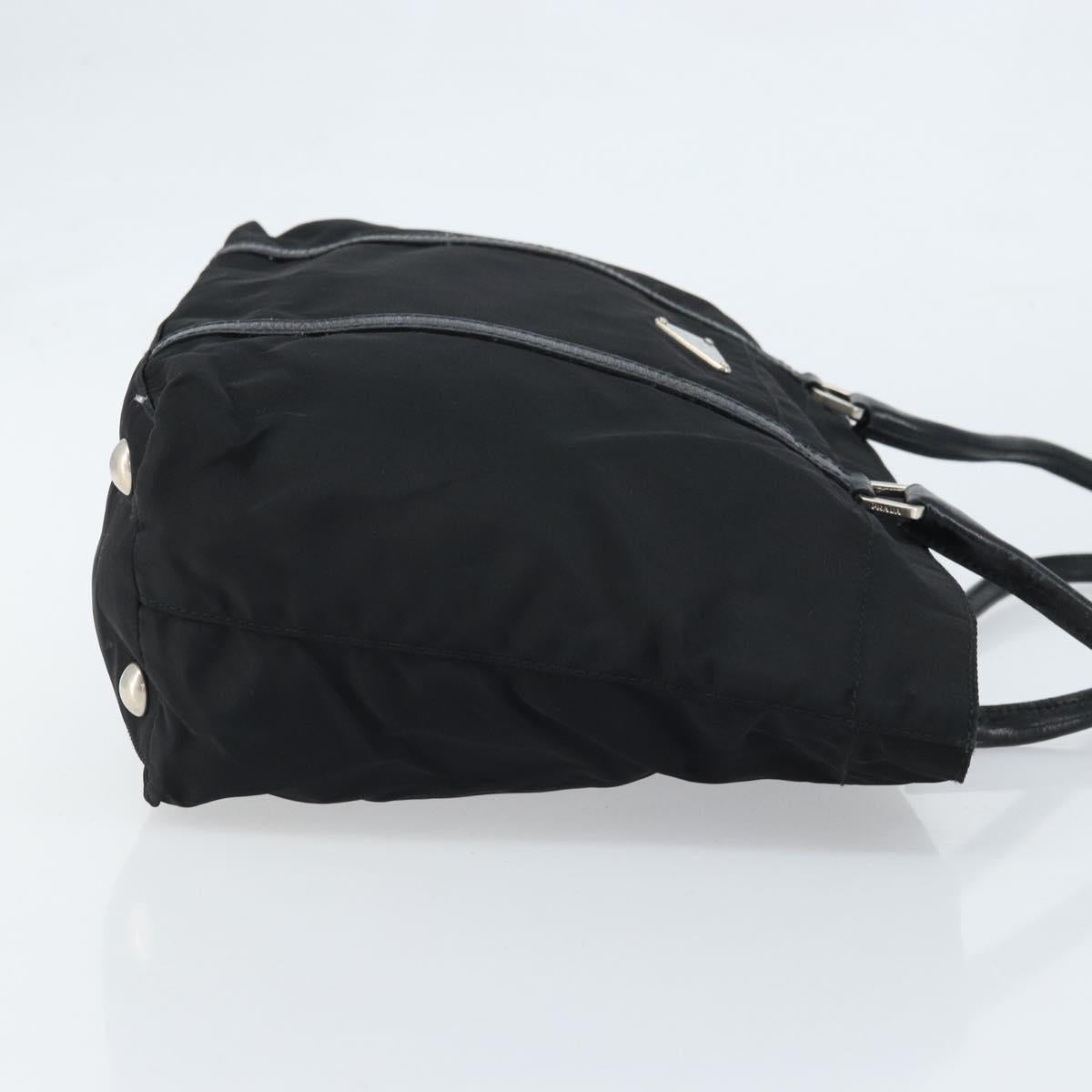 PRADA Tote Bag Nylon Black Silver Auth BA10973