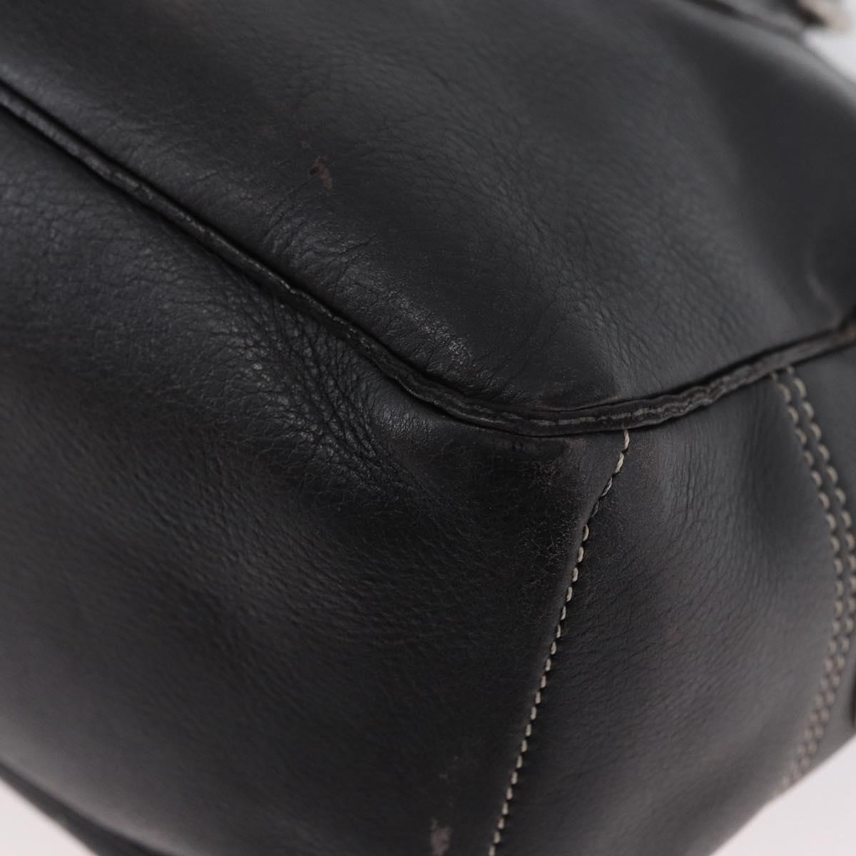 CELINE Boogie bag Hand Bag Leather Dark Brown Silver Auth BA10974