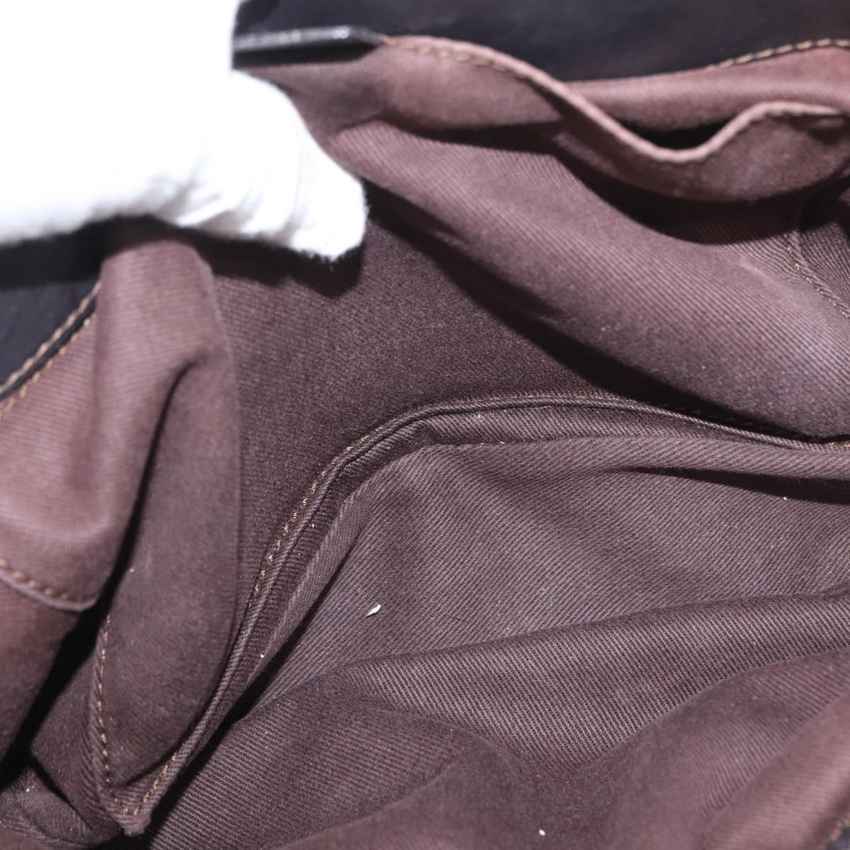 CELINE Boogie bag Hand Bag Leather Dark Brown Silver Auth BA10974