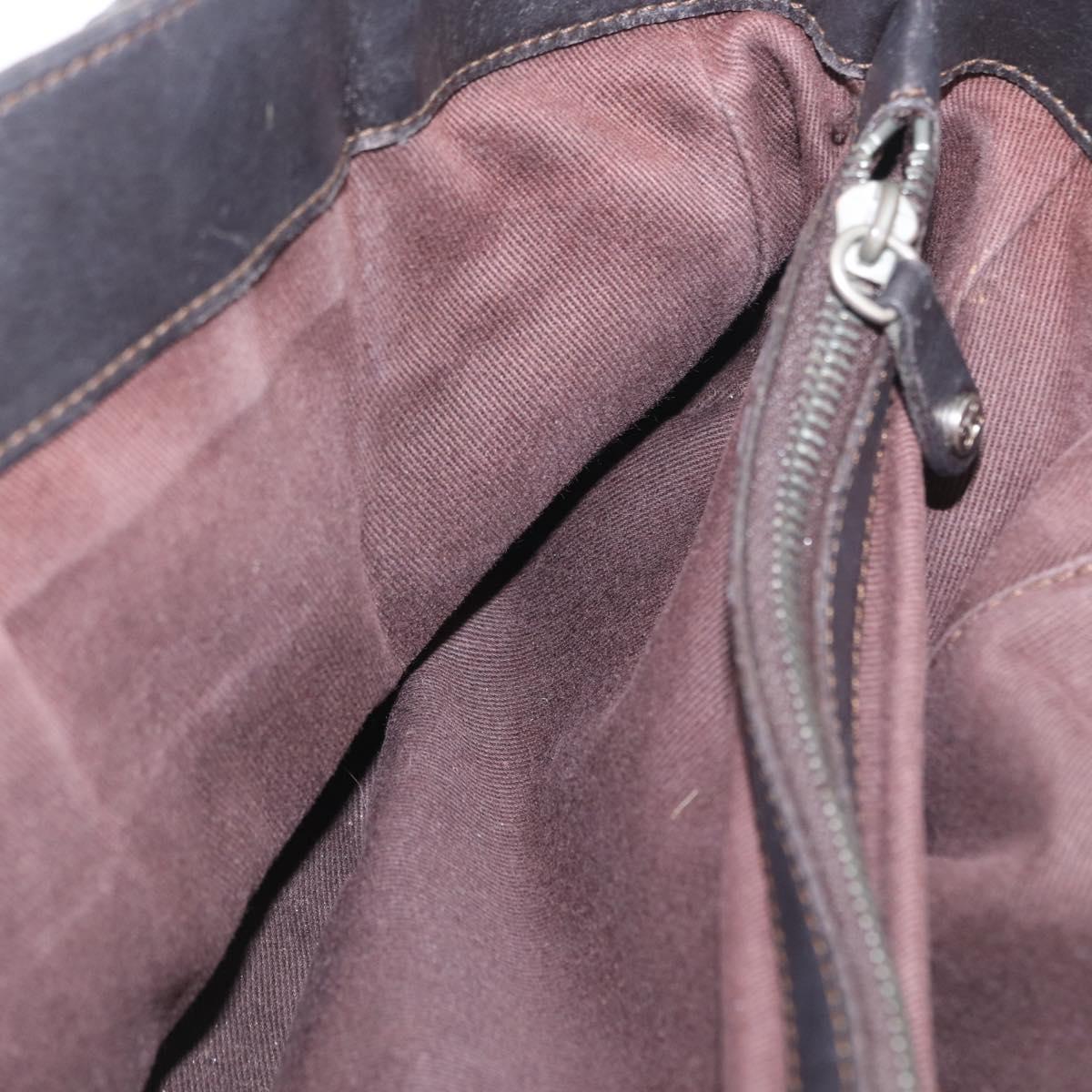 CELINE Boogie bag Hand Bag Leather Dark Brown Silver Auth BA10974