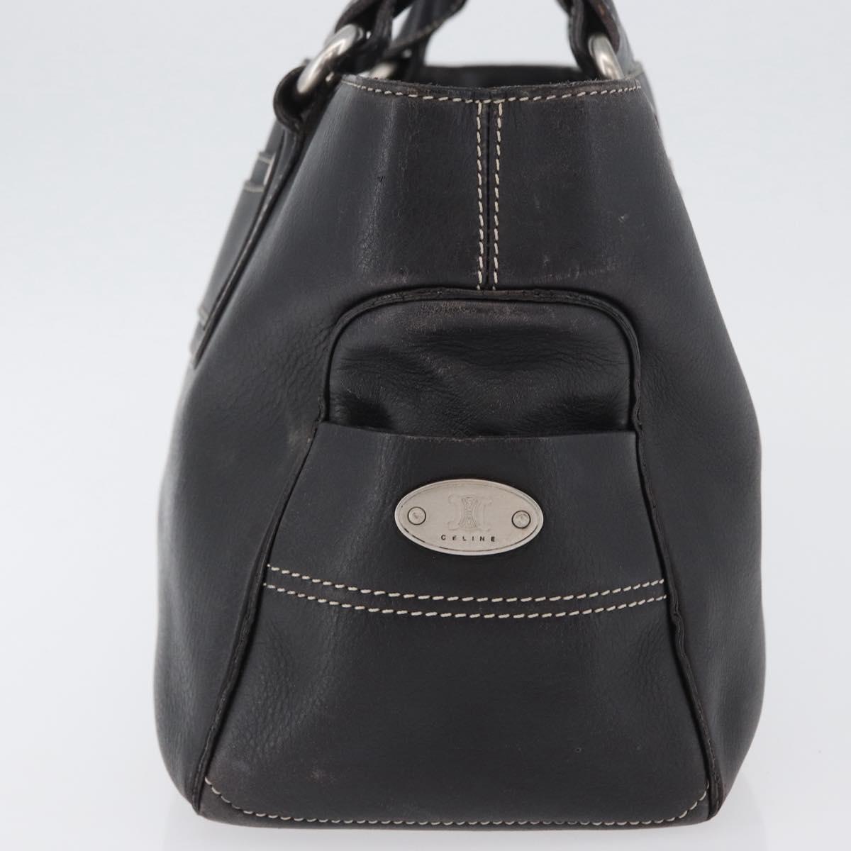 CELINE Boogie bag Hand Bag Leather Dark Brown Silver Auth BA10974