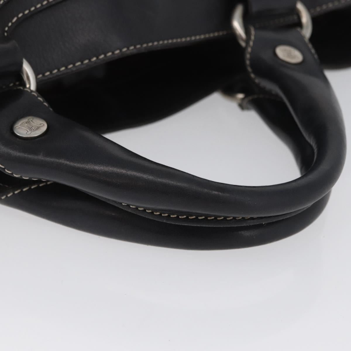 CELINE Boogie bag Hand Bag Leather Dark Brown Silver Auth BA10974