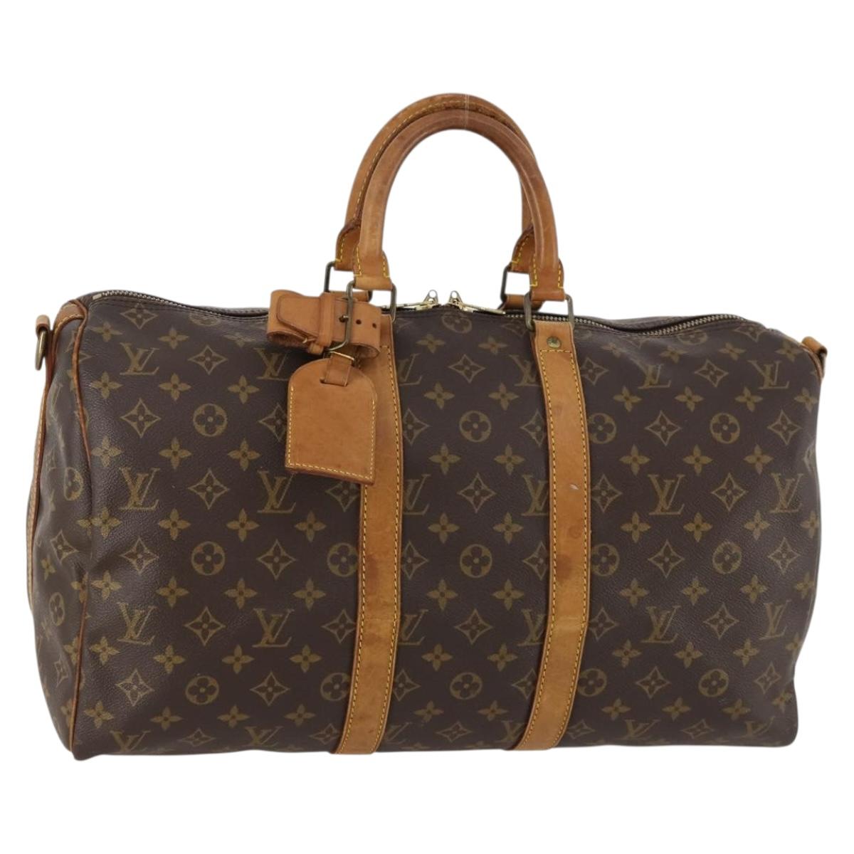LOUIS VUITTON Monogram Keepall Bandouliere 45 Boston Bag M41418 LV Auth BA10975