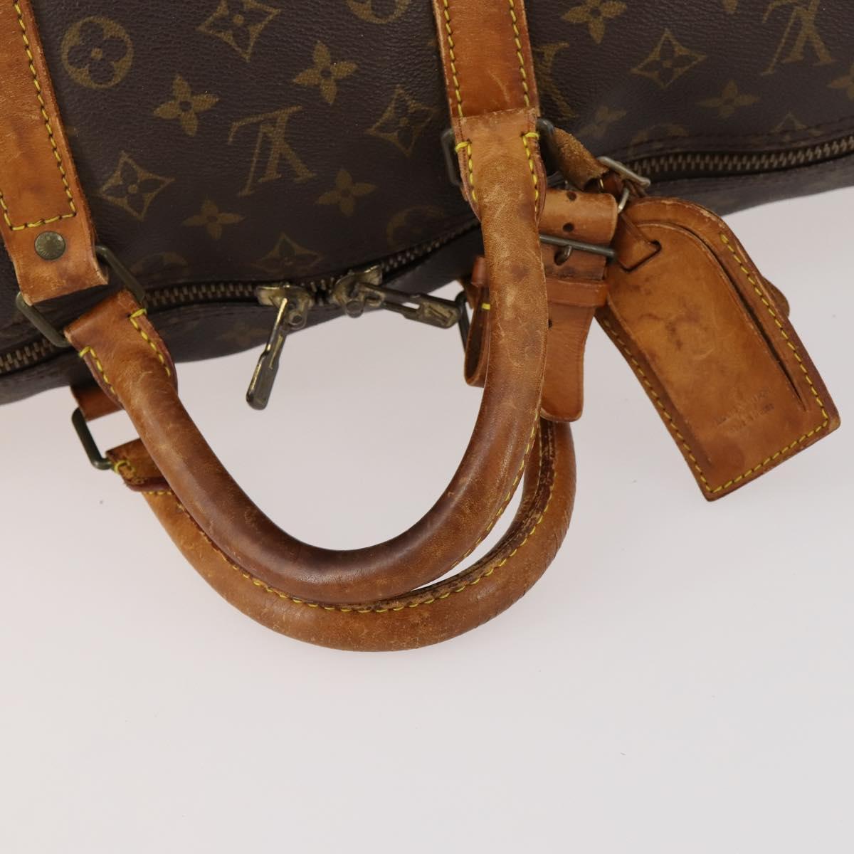 LOUIS VUITTON Monogram Keepall Bandouliere 55 Boston Bag M41414 LV Auth BA10979
