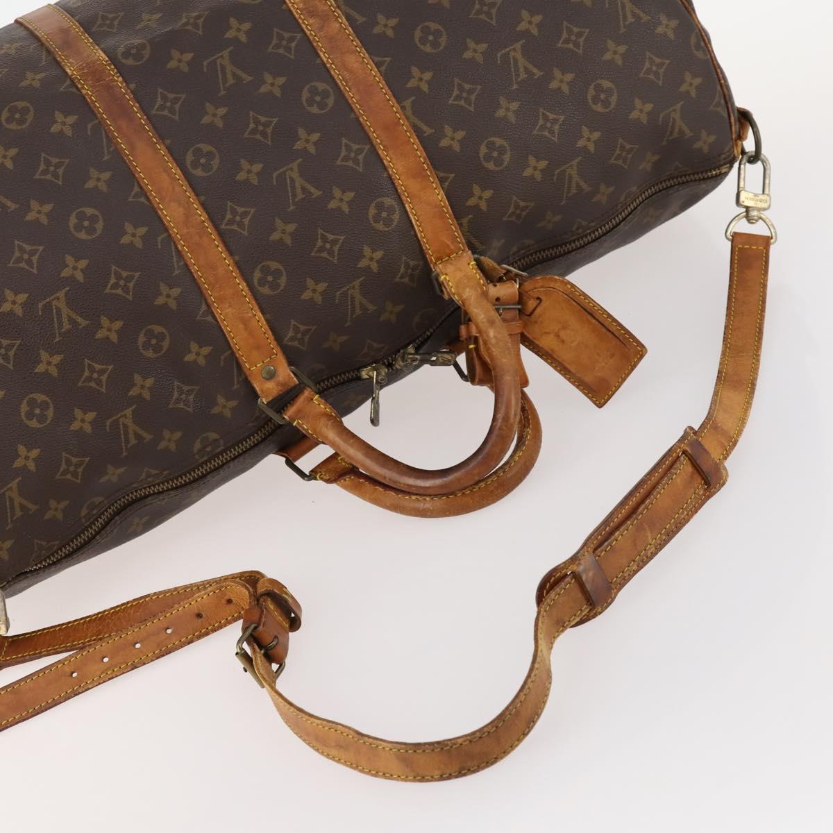 LOUIS VUITTON Monogram Keepall Bandouliere 55 Boston Bag M41414 LV Auth BA10979