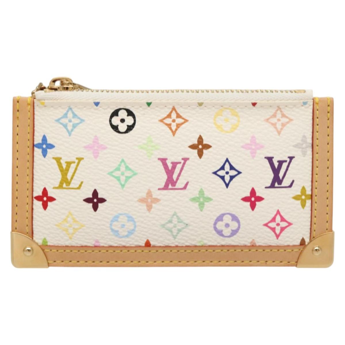 LOUIS VUITTON Monogram Multicolor Pochette Cles Purse White M92655 Auth BA1097AM