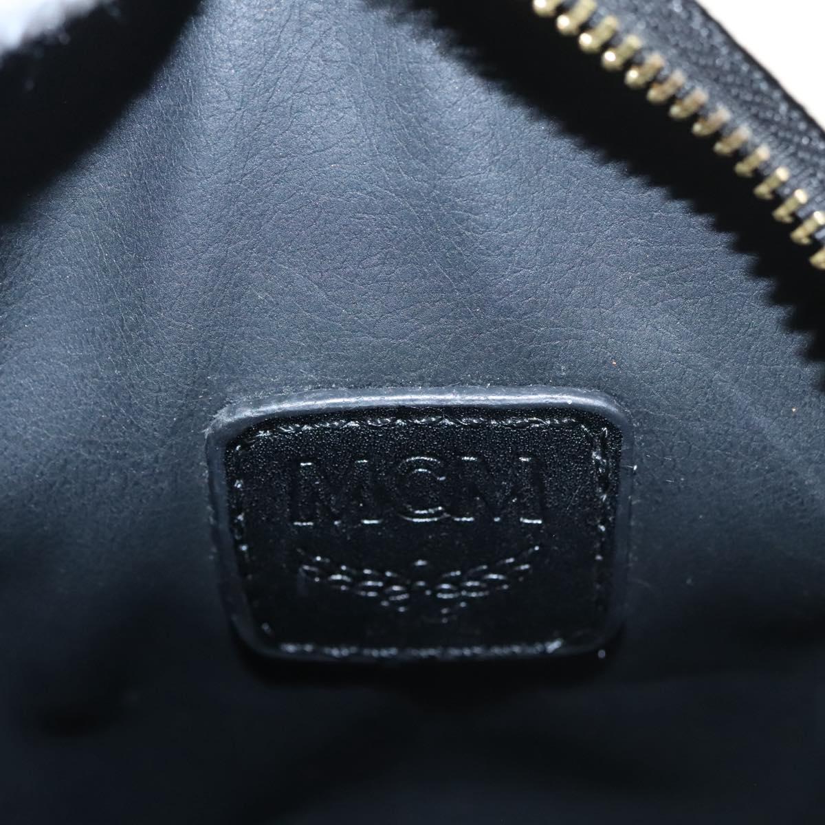 MCM Vicetos Logogram Backpack PVC Leather White Navy gold Auth BA110