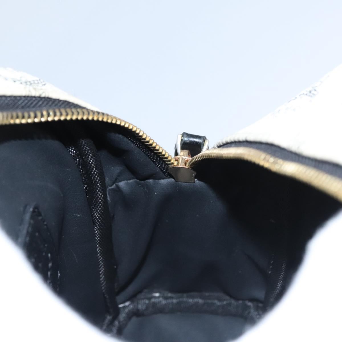 MCM Vicetos Logogram Backpack PVC Leather White Navy gold Auth BA110