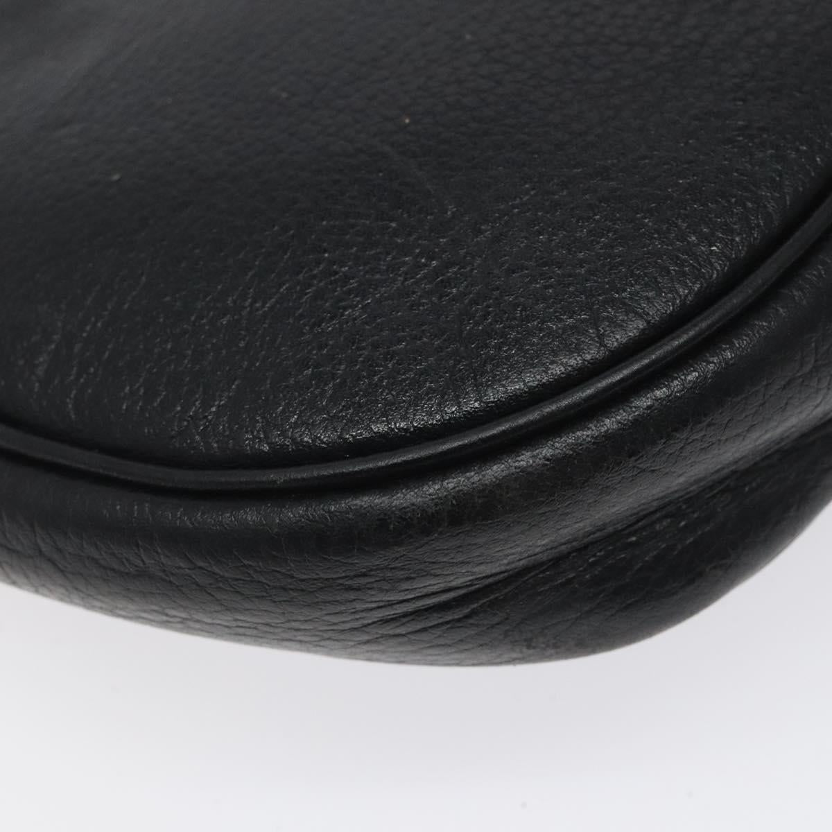 Burberrys Shoulder Bag Leather Black Gold Auth BA1100