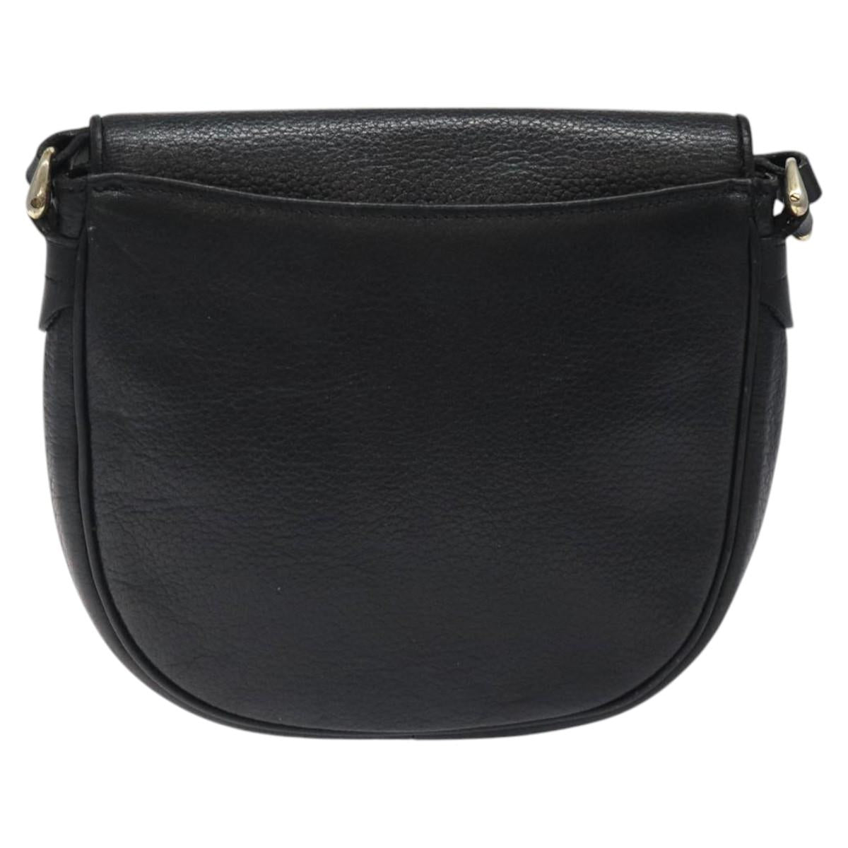 Burberrys Shoulder Bag Leather Black Gold Auth BA1100