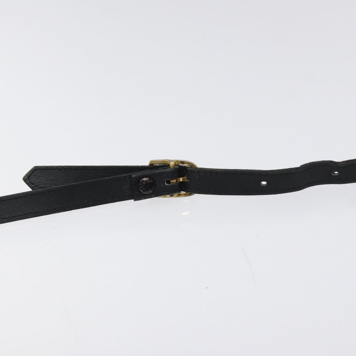 Burberrys Shoulder Bag Leather Black Gold Auth BA1100