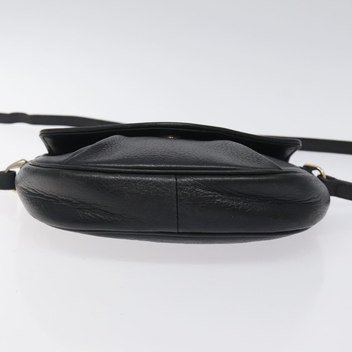 Burberrys Shoulder Bag Leather Black Gold Auth BA1100