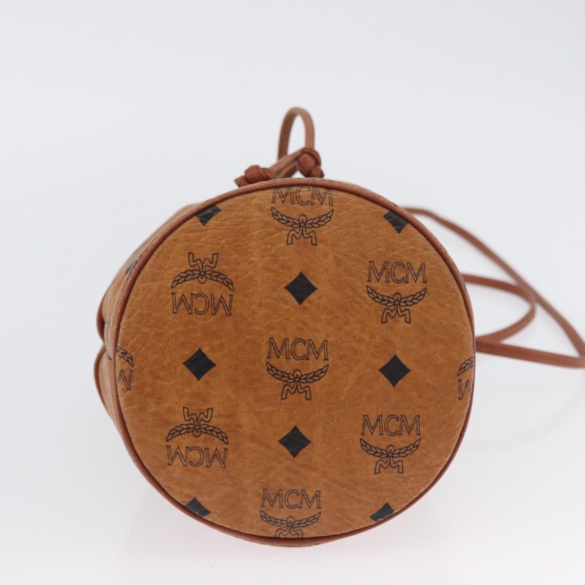 MCM Vicetos Logogram Shoulder Bag PVC Leather Brown Gold Auth BA11006