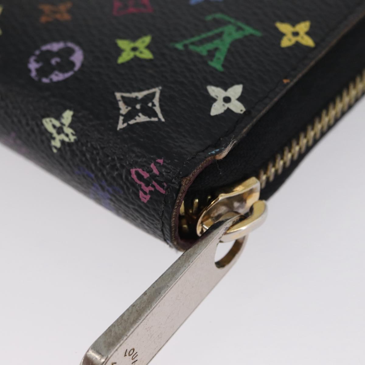 LOUIS VUITTON Multicolor Zippy Wallet Long Wallet Black M60243 LV Auth BA11010