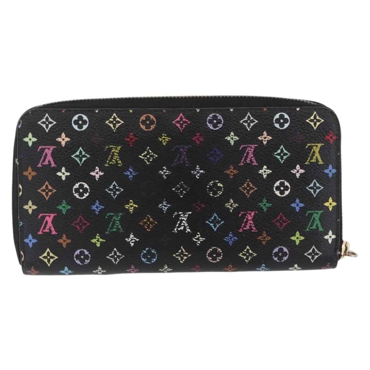 LOUIS VUITTON Multicolor Zippy Wallet Long Wallet Black M60243 LV Auth BA11010