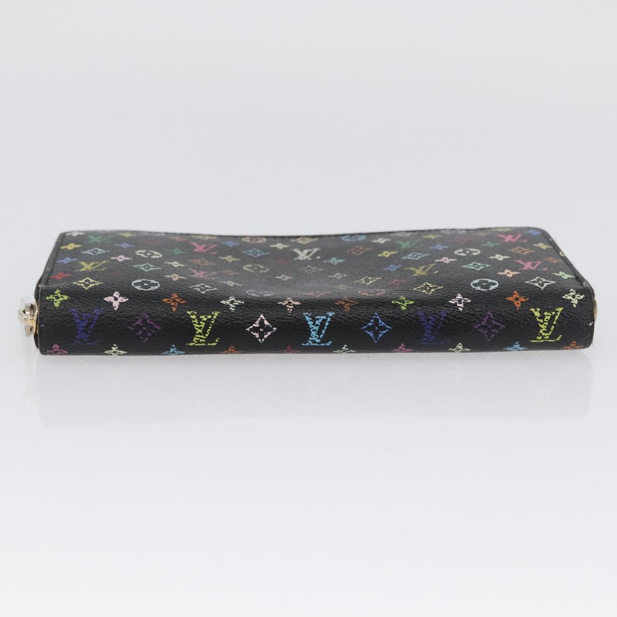 LOUIS VUITTON Multicolor Zippy Wallet Long Wallet Black M60243 LV Auth BA11010